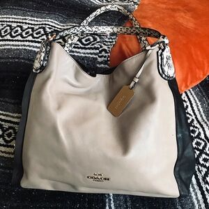 Coach Kristy Color Block Snakeskin Leather Shoulder Bag